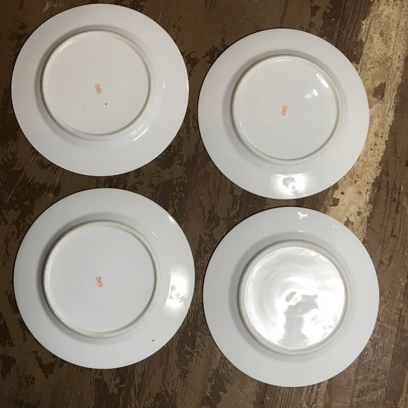 Vintage Lot of 4 Kutani Platinum Silver Owl Bamboo 7 in Plates - Picture 6 of 6